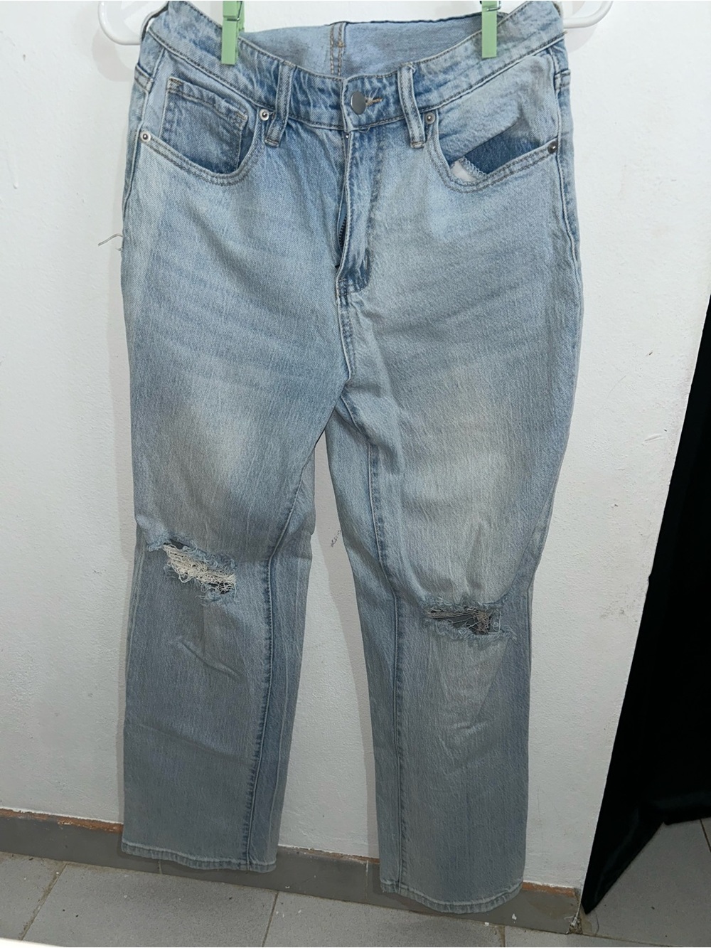 Women's Light Blue Distressed Jeans
